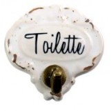 Porcelánové háčky s nápisem Toilette kulatý